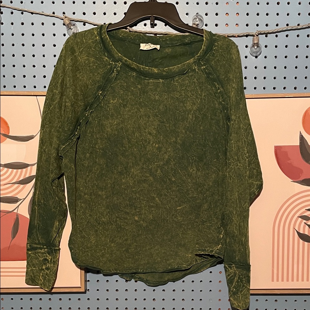 Zenana Outfitters Olive Green Long Sleeve T